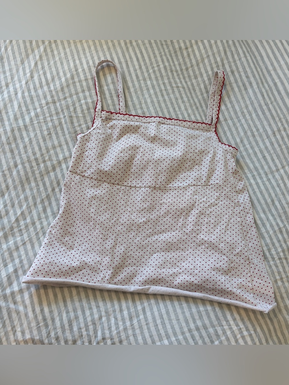 Brandy Melville White Tank Top with Red Polka Dots - Picture 2 of 4